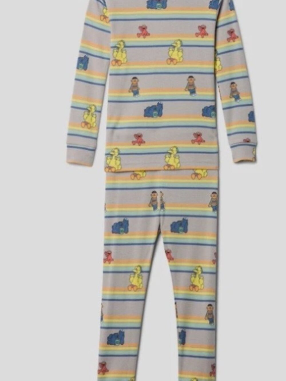 BabyGap Gap Sesame Street Grey stripe long sleeve pajamas size 5 NIP